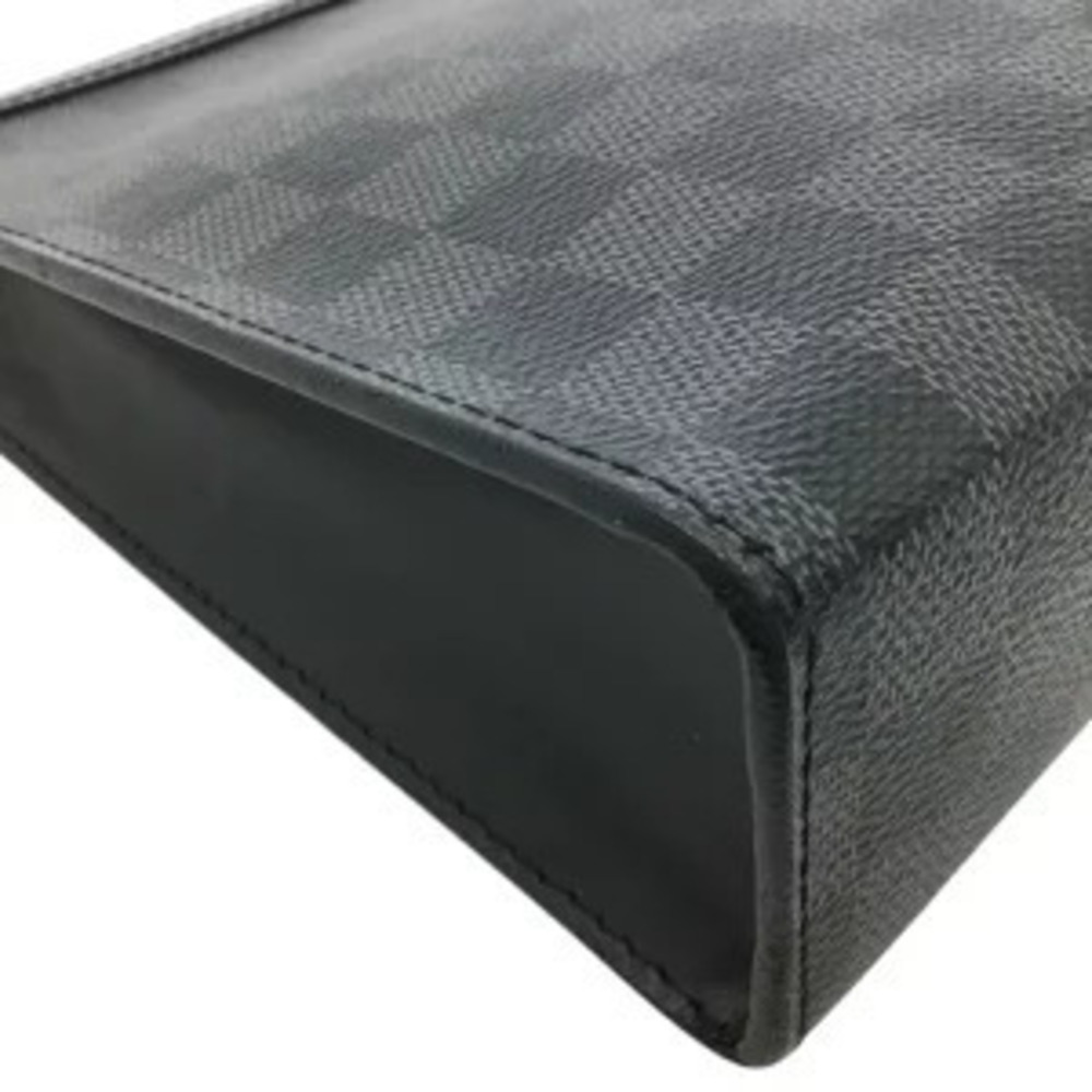 LOUIS VUITTON Pochette Voyage Clutch Bag Shoulder Damier Graphite Black